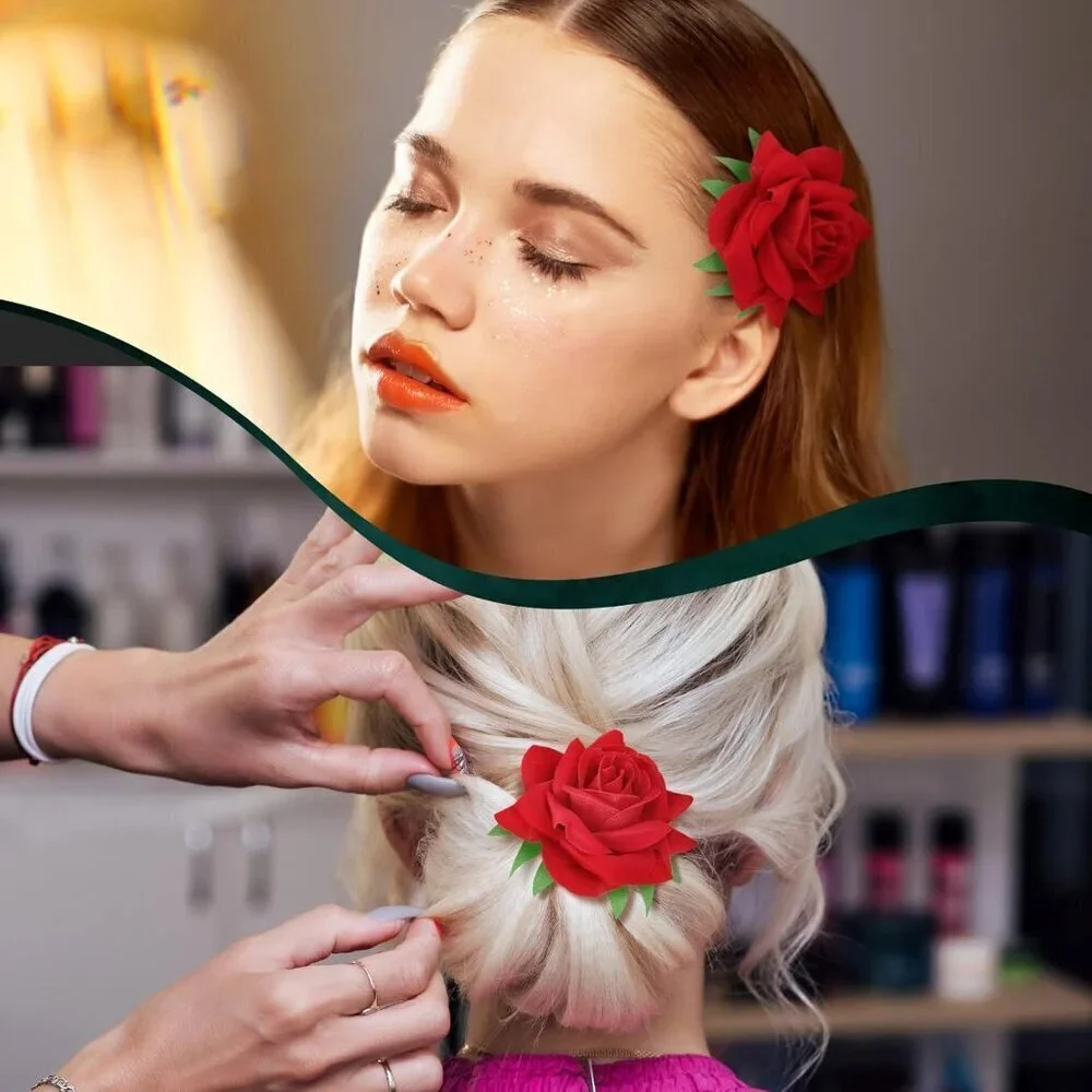 12 Pcs Rose Hair Clip Mexican Hair Accessories for Flamenco Dancer Women Mexican